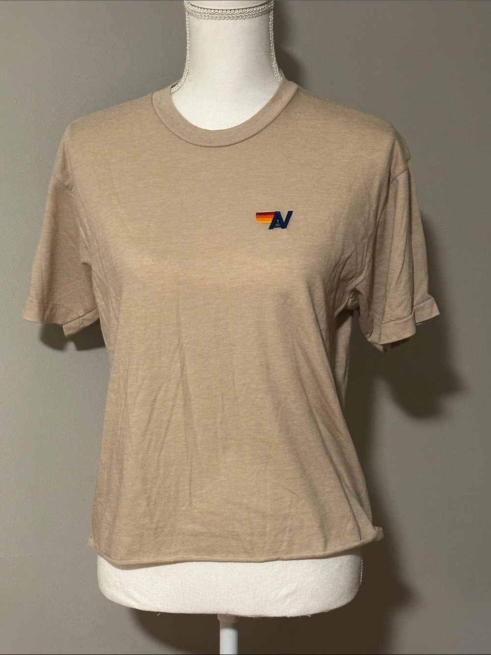 Aviator Nation Basic Boyfriend Tee- Sand